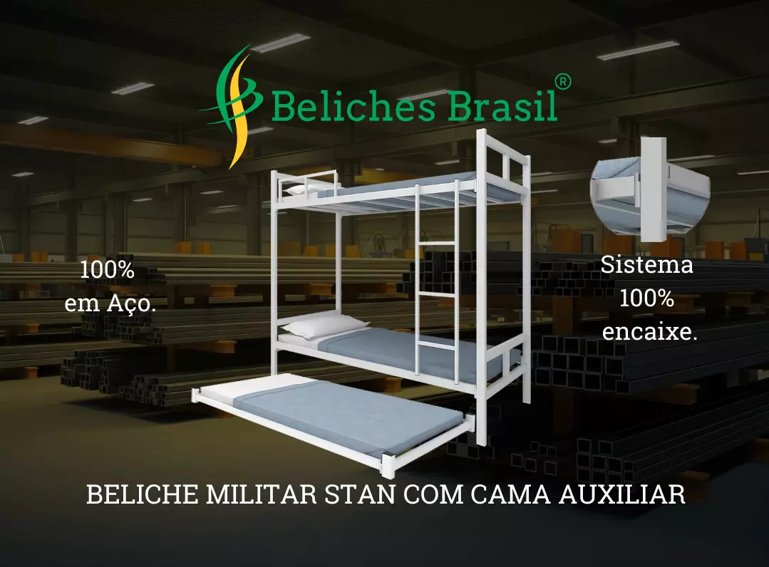 Beliche Militar C/ Auxiliar 100% Aço e Encaixe Beliches Brasil®